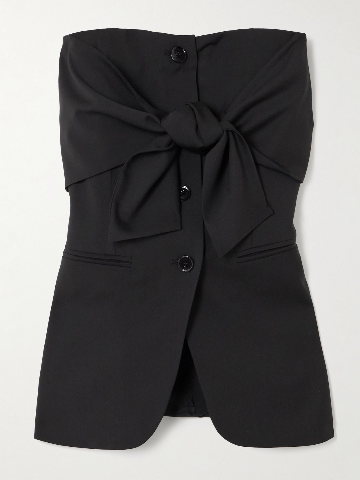 Max Mara Veruska Strapless Tie-front Wool-canvas Top