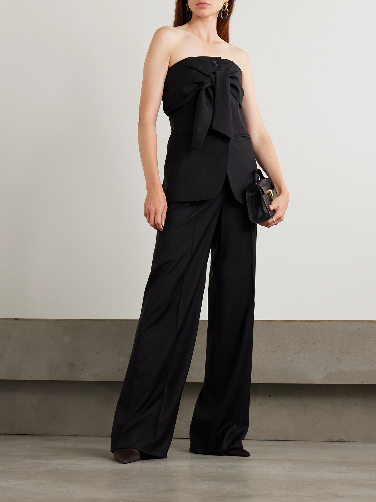 Veruska Strapless Tie-Front Wool-Canvas Top