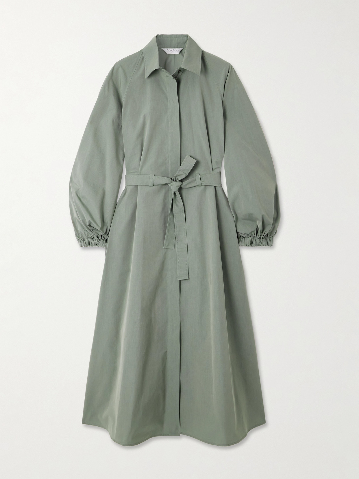 Max Mara Viale Belted Cotton-poplin Midi Shirt Dress