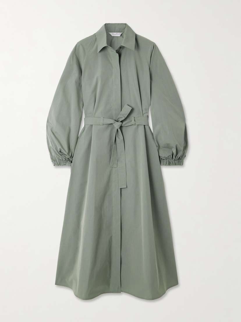 Max Mara — Viale belted cotton-poplin midi shirt dress