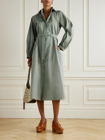 Max Mara Viale belted cotton-poplin midi shirt dress