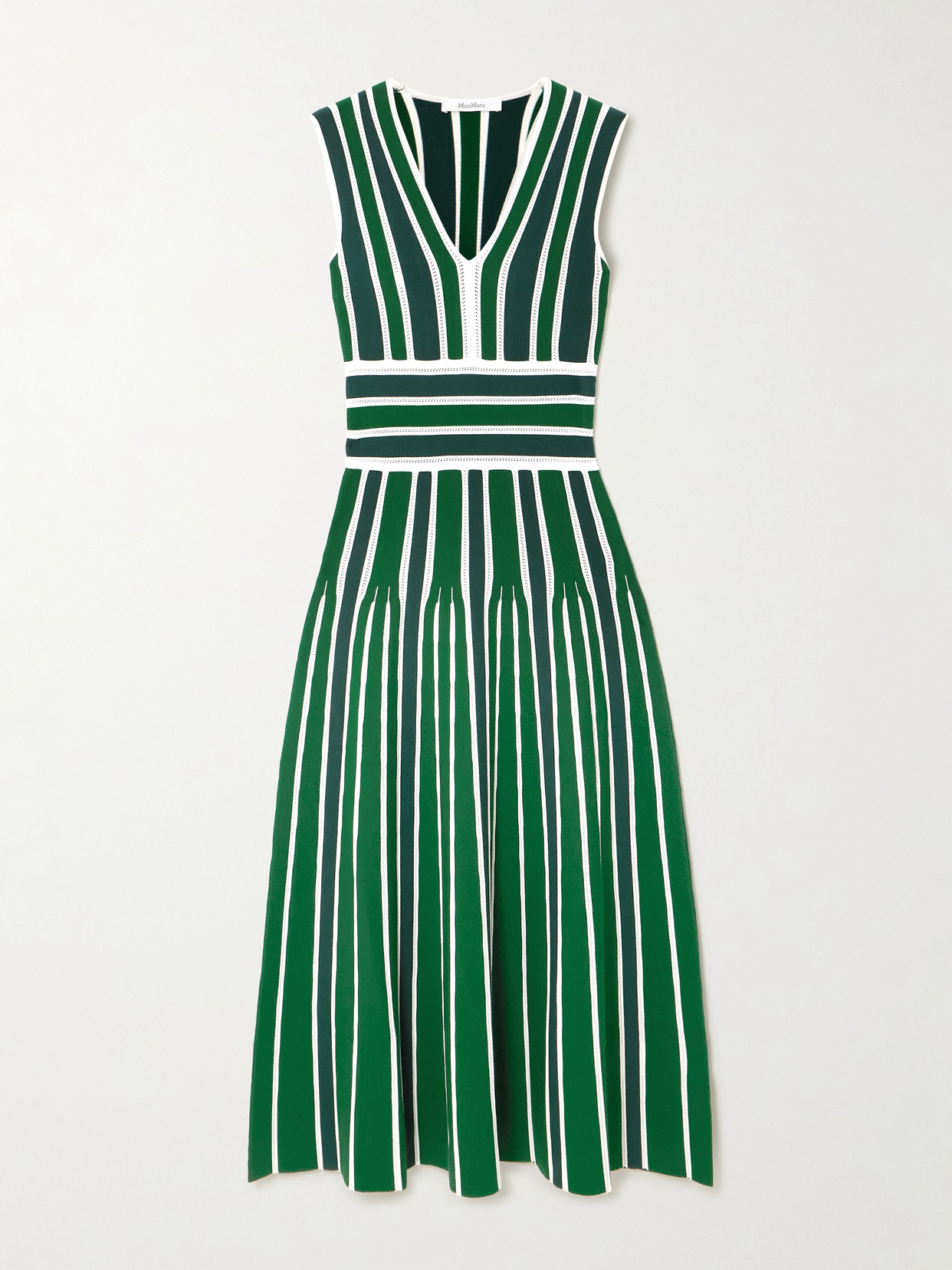 Max Mara Tallone Striped Pointelle-knit Midi Dress