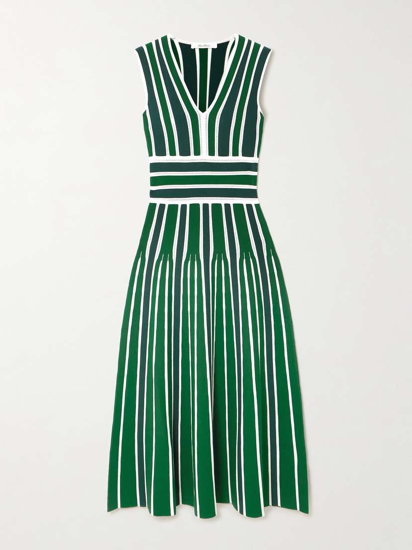 Max Mara Tallone Striped Pointelle-knit Midi Dress