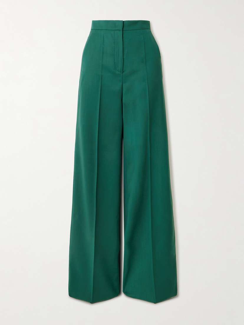 Max Mara Fernet Embroidered Wool-canvas Wide-leg Pants
