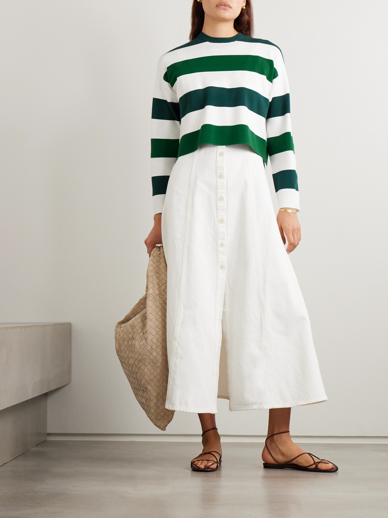 Jesone Asymmetric Striped Jersey T-Shirt