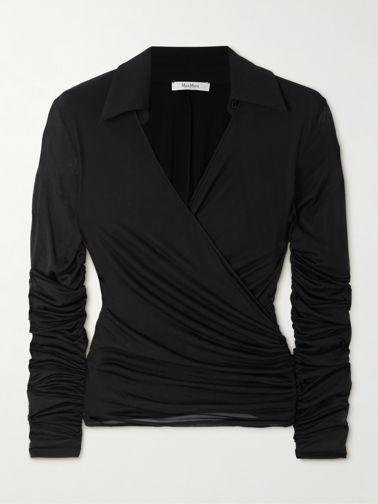 Max Mara Aiello Stretch-jersey Wrap Blouse In Black