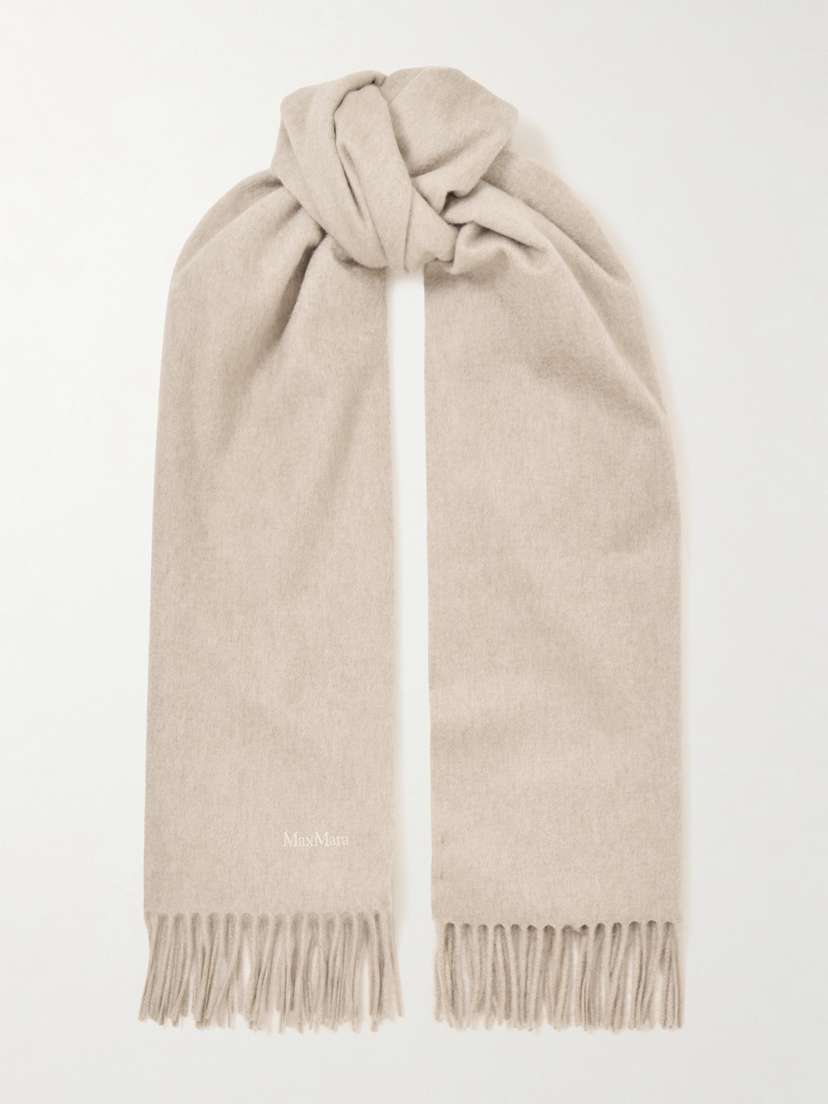 Max Mara Baci Fringed Embroidered Cashmere Scarf