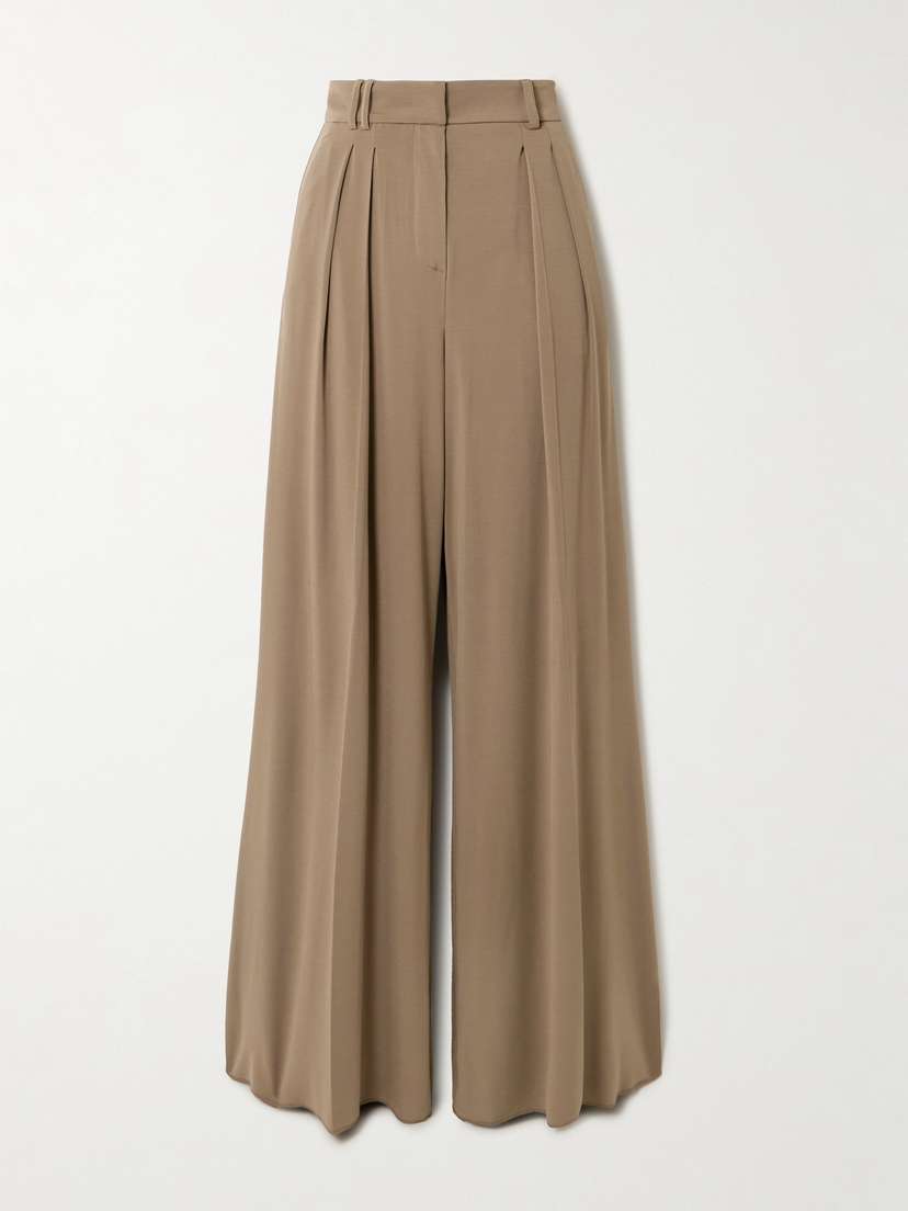 Max Mara Palanca Pleated Jersey Wide-leg Pants