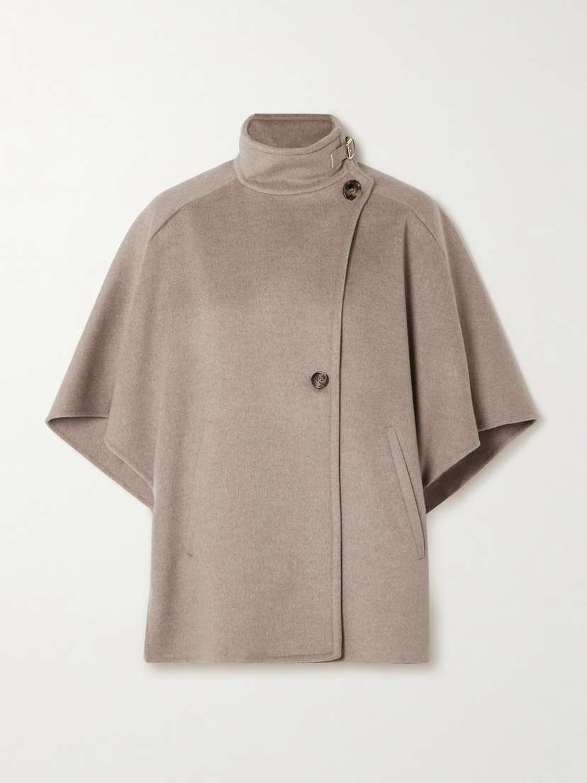 Max Mara Derrik Leather-trimmed Cashmere Cape