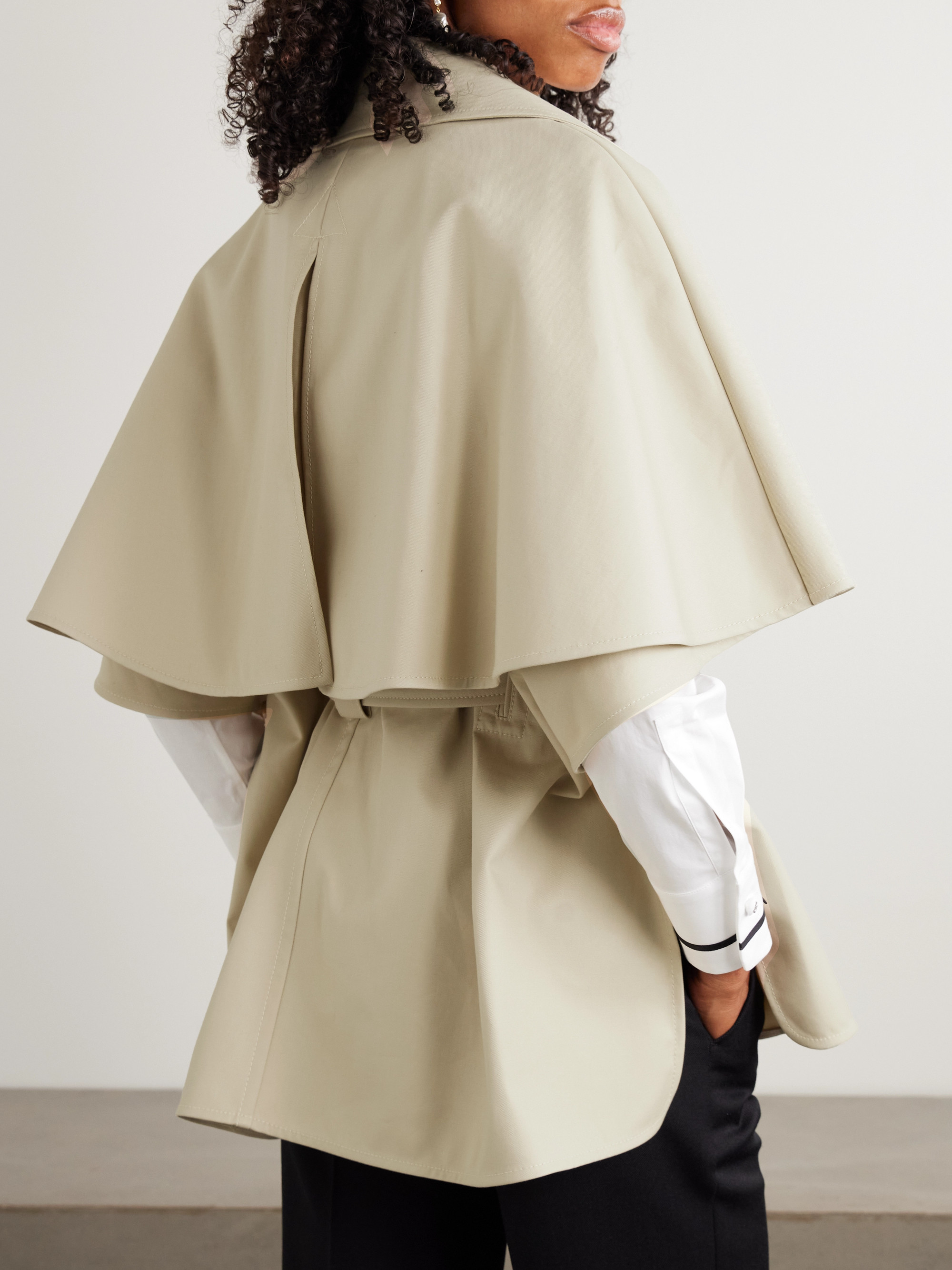 Max Mara Sigfrid belted double-breasted cotton cape thumbnail