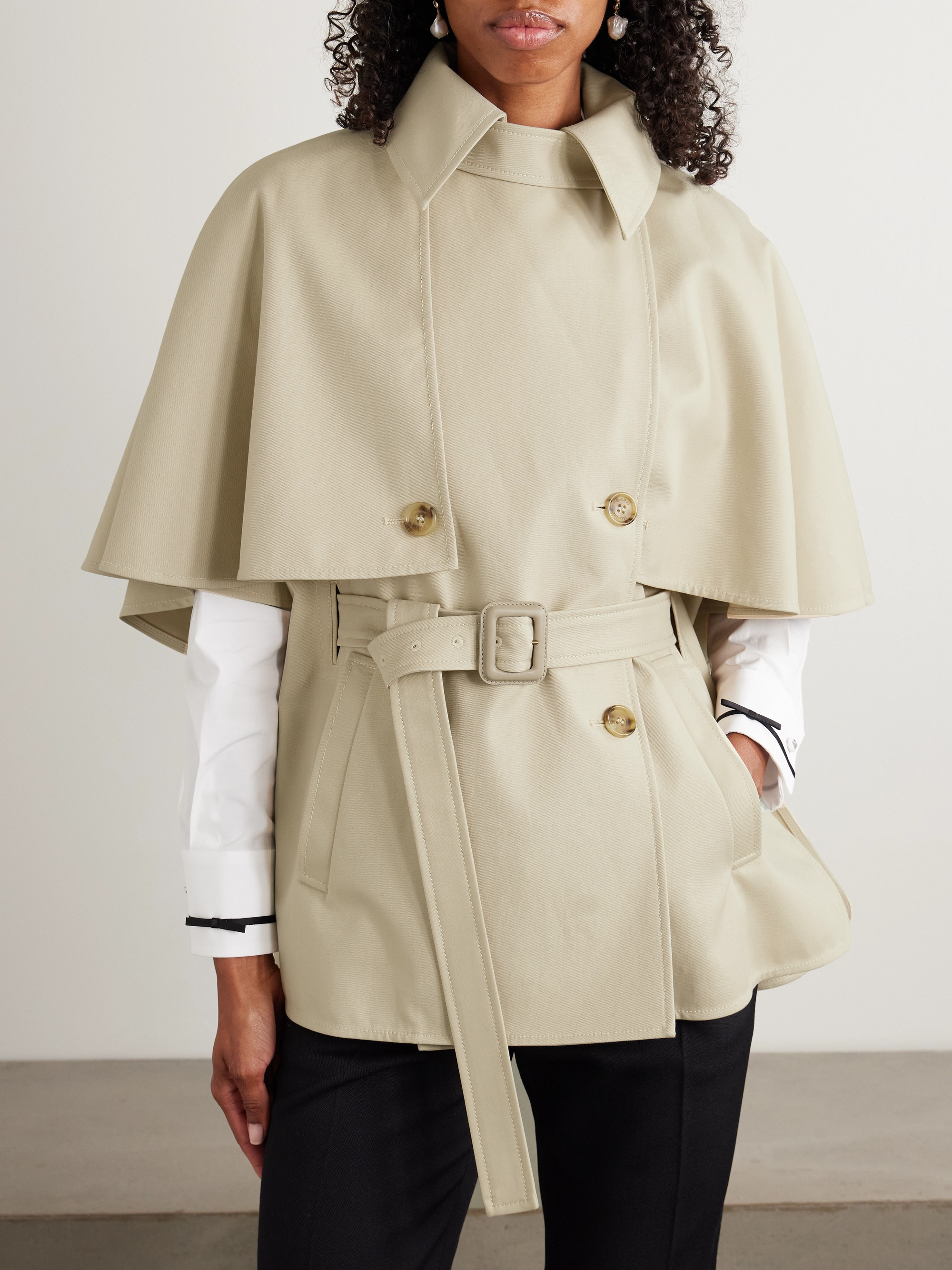 Max Mara Sigfrid belted double-breasted cotton cape