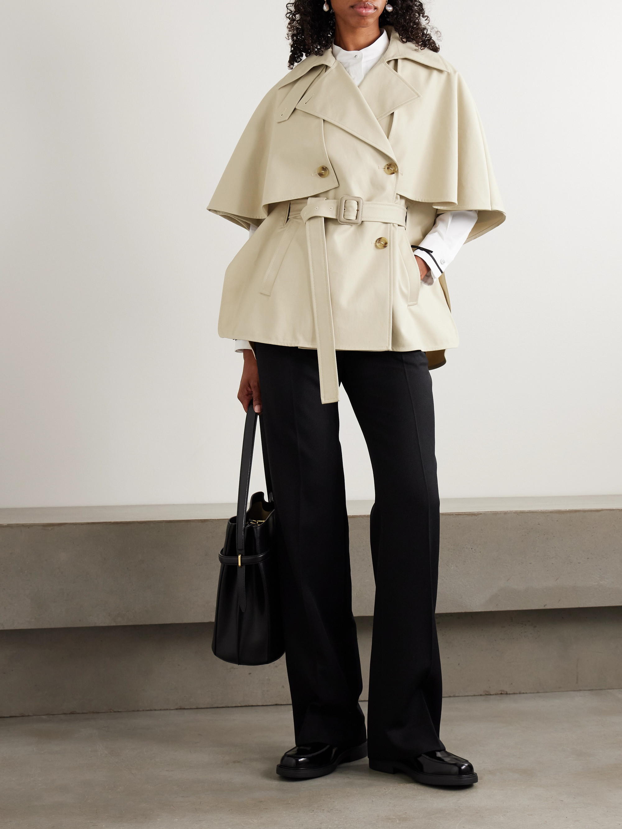 Max Mara Sigfrid belted double-breasted cotton cape thumbnail