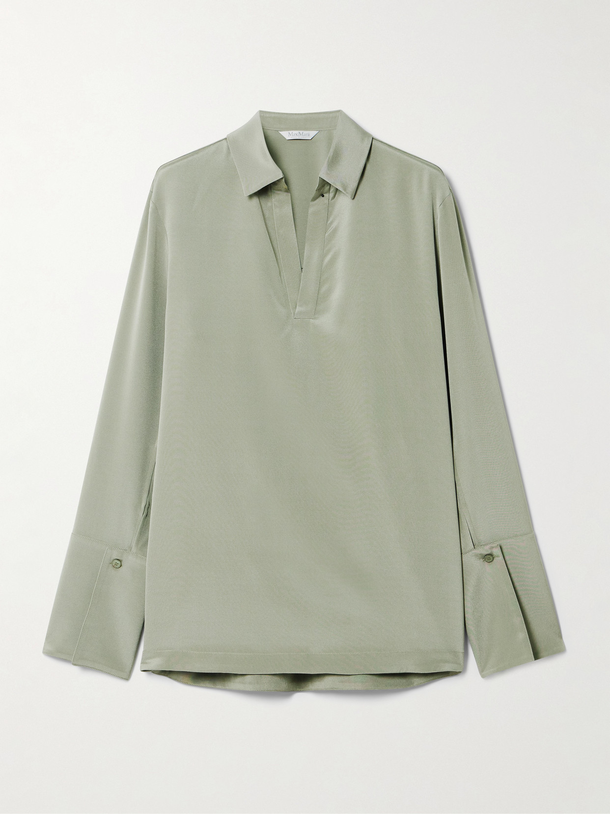 Max Mara Dover Stretch-silk Shirt In Green
