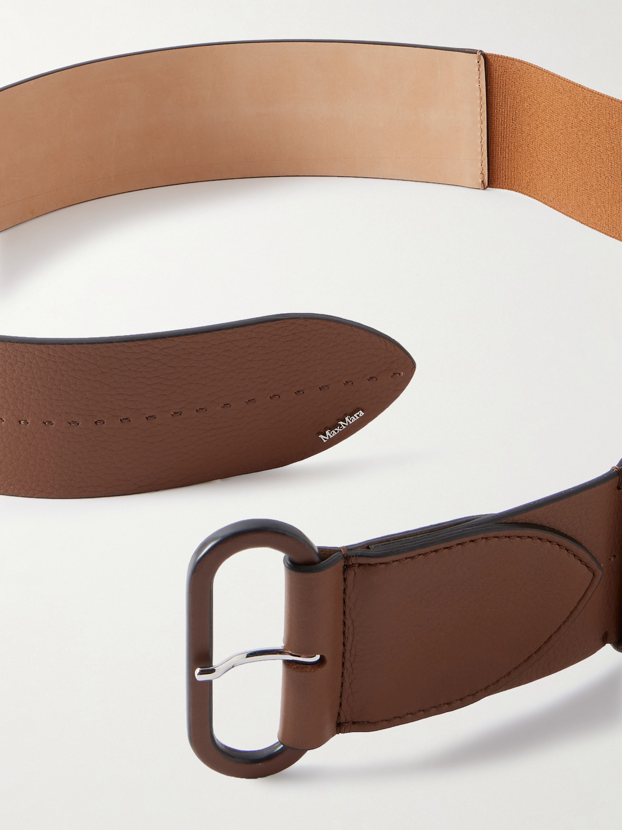 Max Mara Textured Leather Belt In Brown