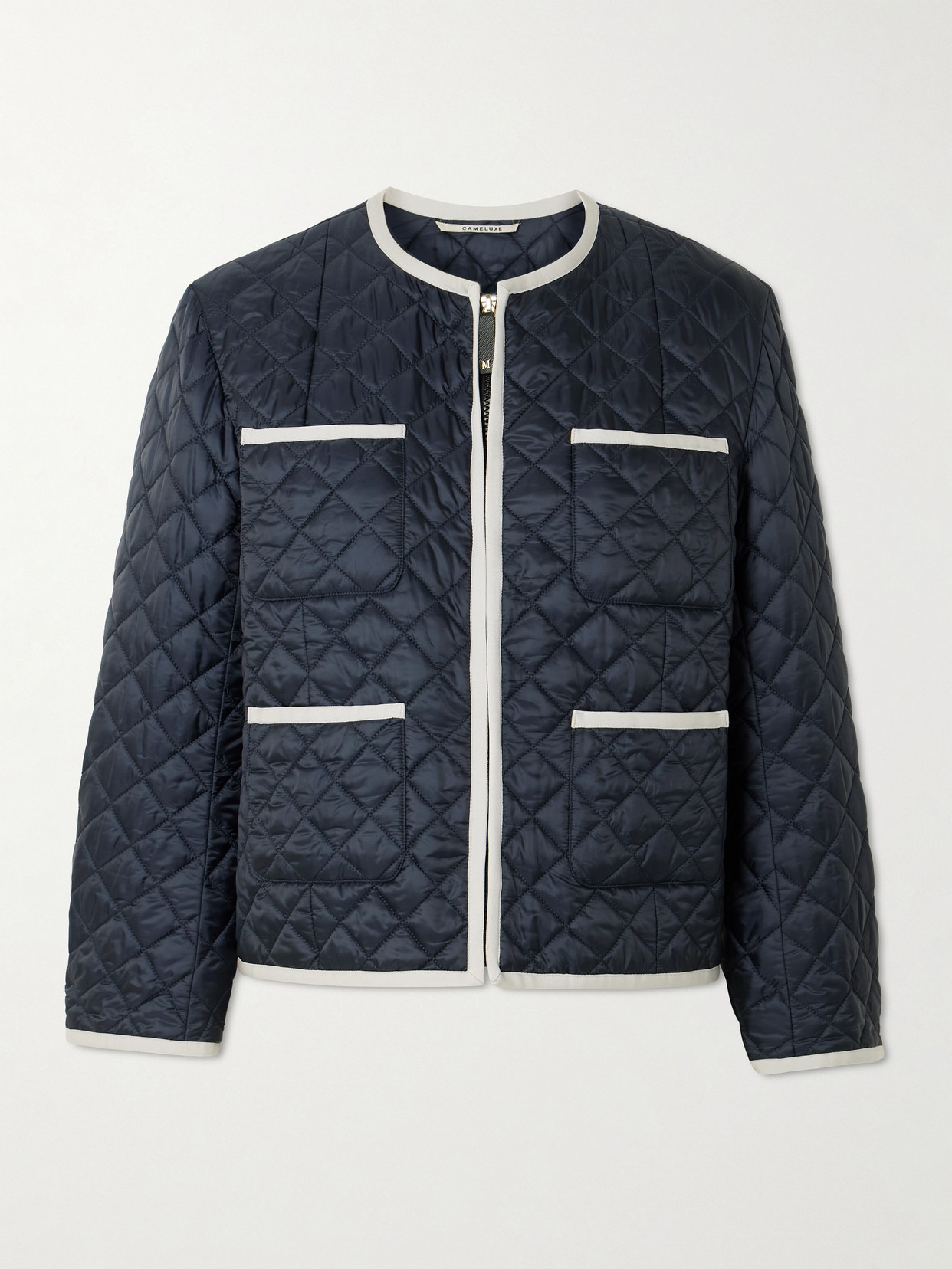 Max Mara Quilted Padded Jacket In Water-repellent Canvas In Blue