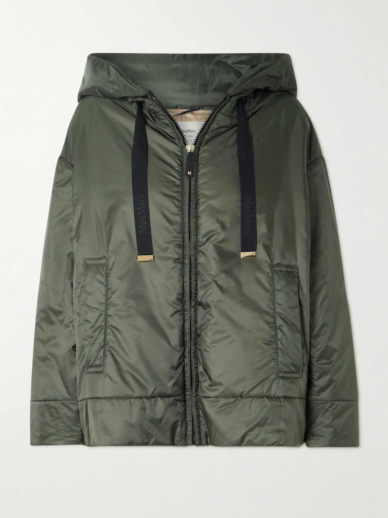 Max Mara The Cube Daria Hooded Padded Shell Jacket In Green