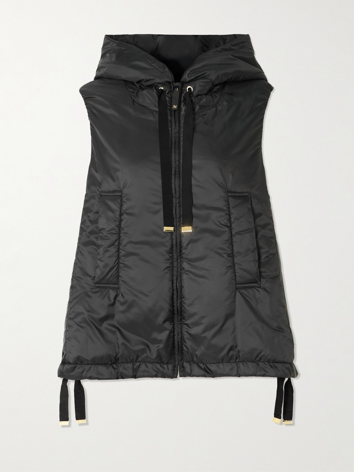 Max Mara The Cube Hooded Padded Shell Vest In Black