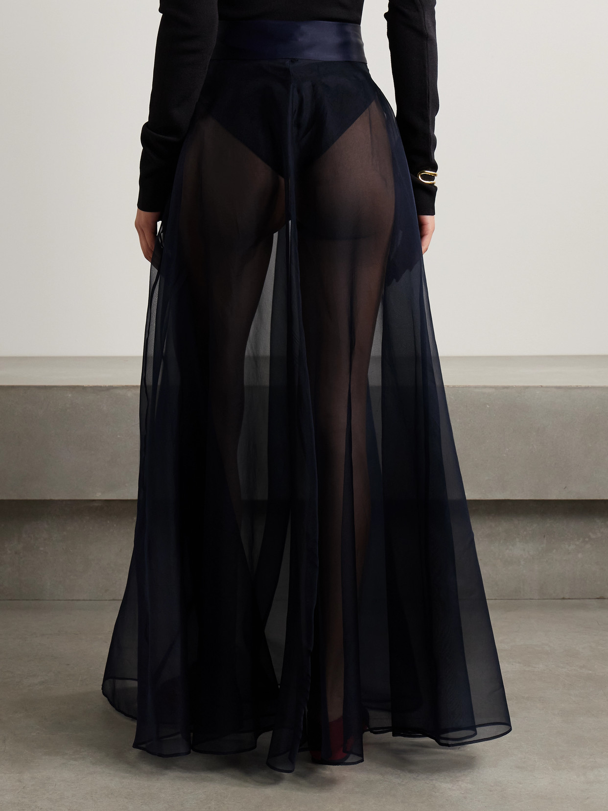 Shop Esse Studios Aire Satin-trimmed Silk-organza Maxi Skirt
