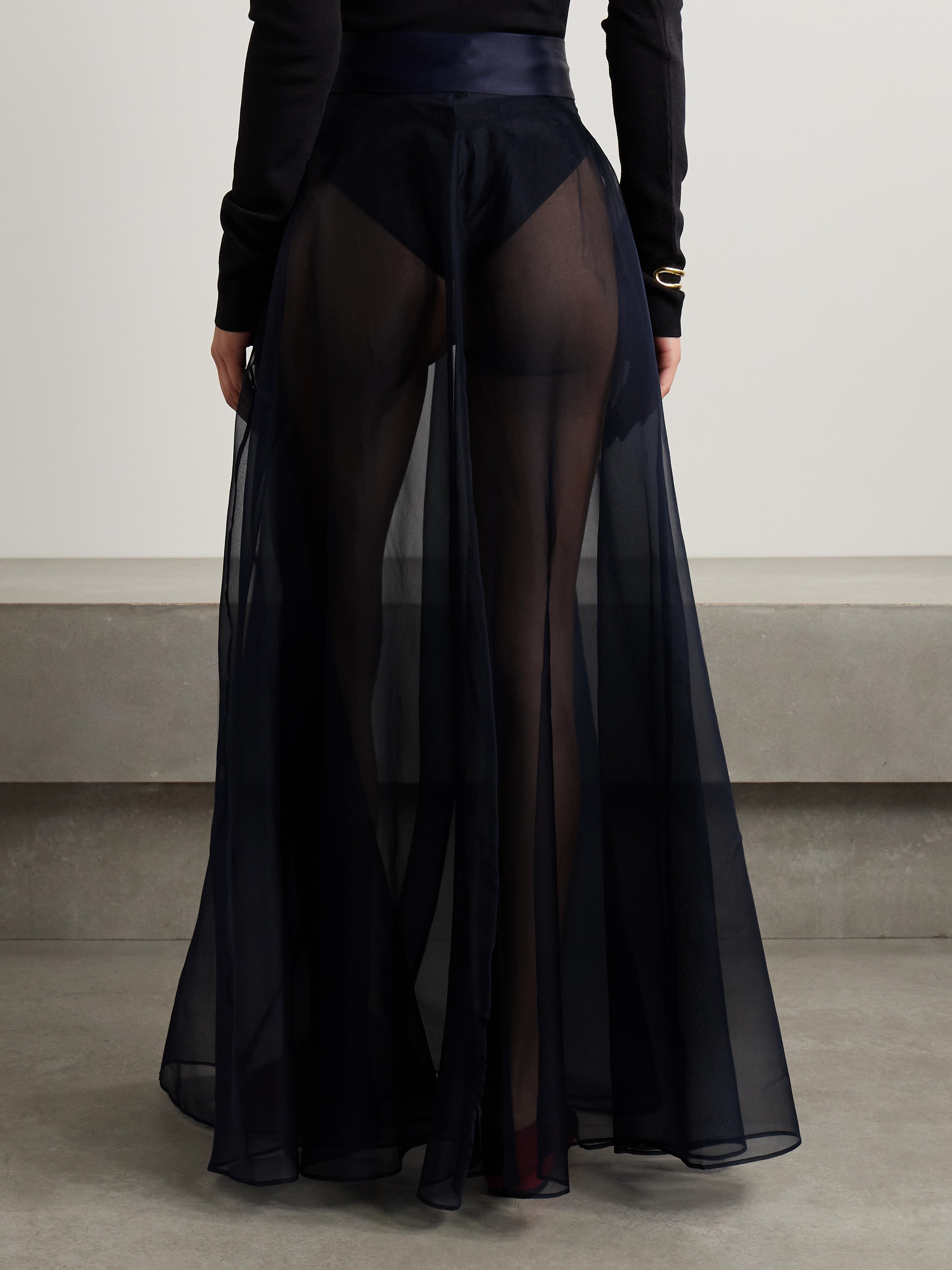 Esse Studios Aire satin-trimmed silk-organza maxi skirt