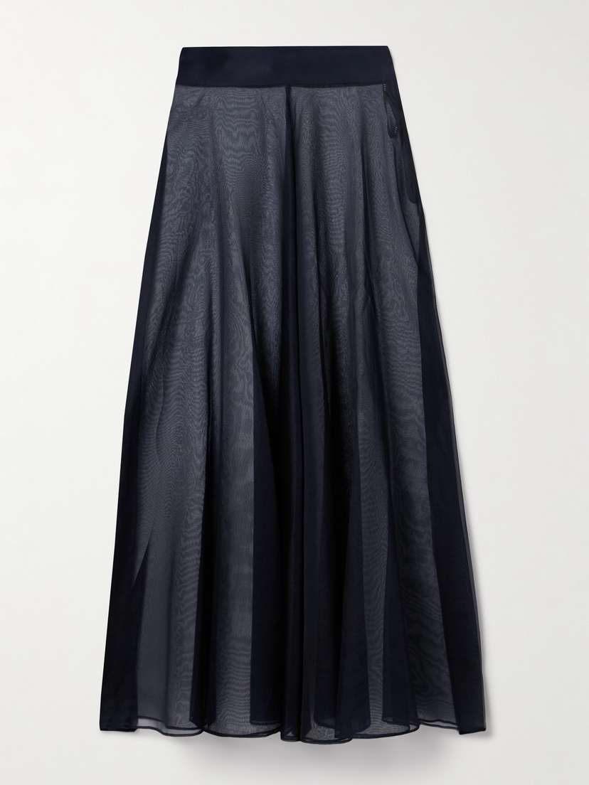 ESSE Studios Aire Satin-trimmed Silk-organza Maxi Skirt