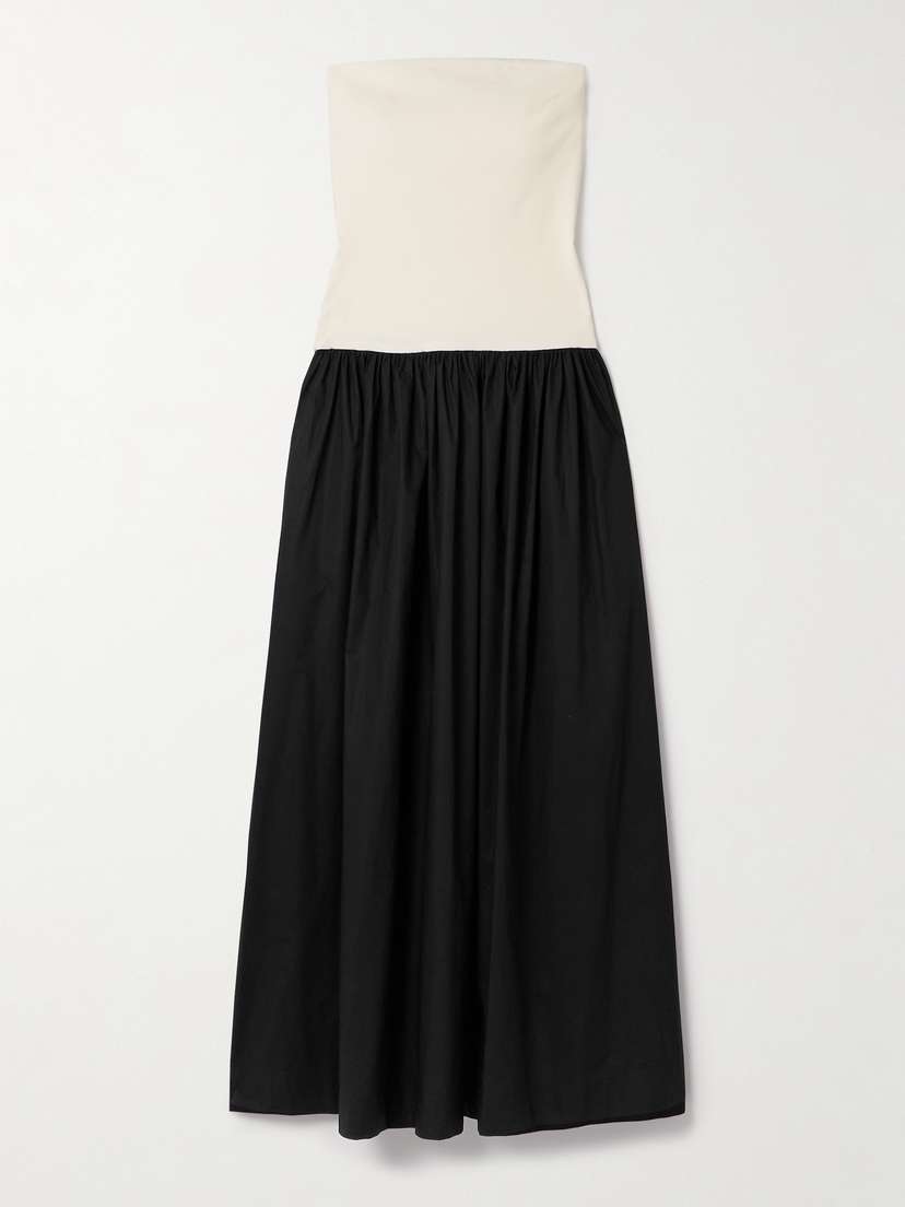 ESSE Studios Duo Strapless Stretch-knit And Organic Cotton-poplin Maxi Dress