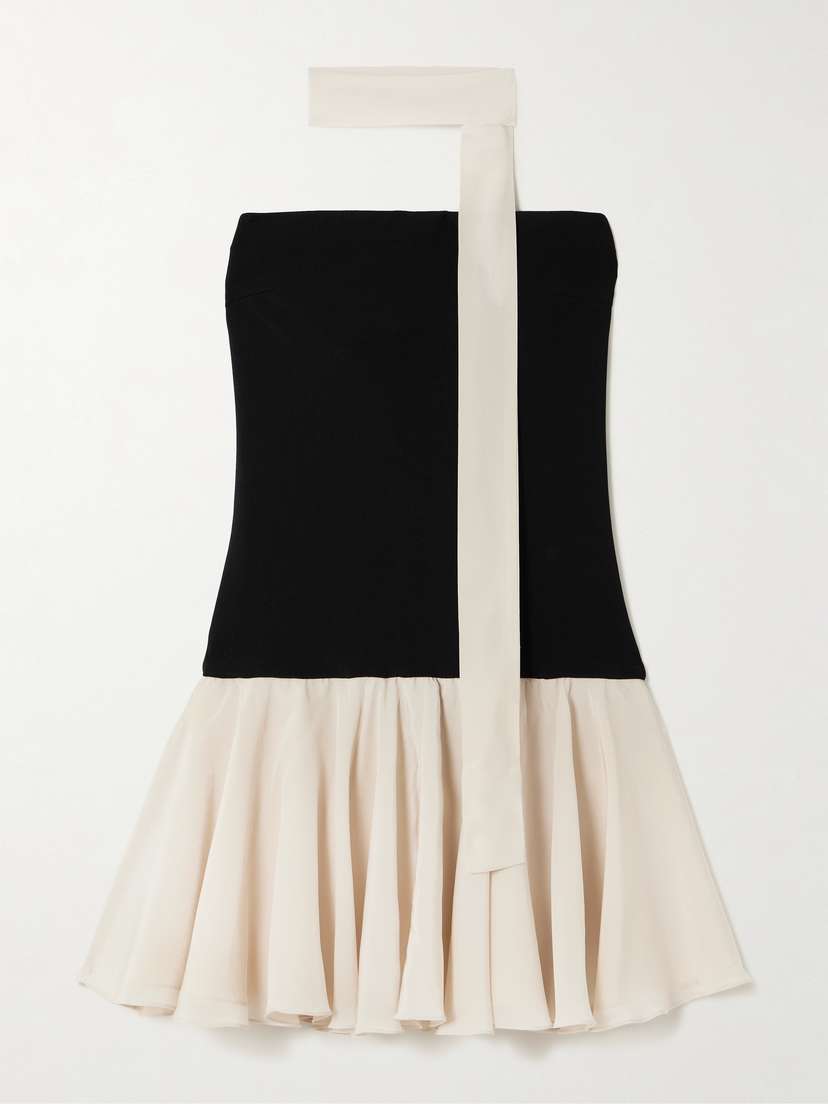 ESSE Studios Illi Scarf-detailed Strapless Stretch-knit And Silk Crepe De Chine Mini Dress