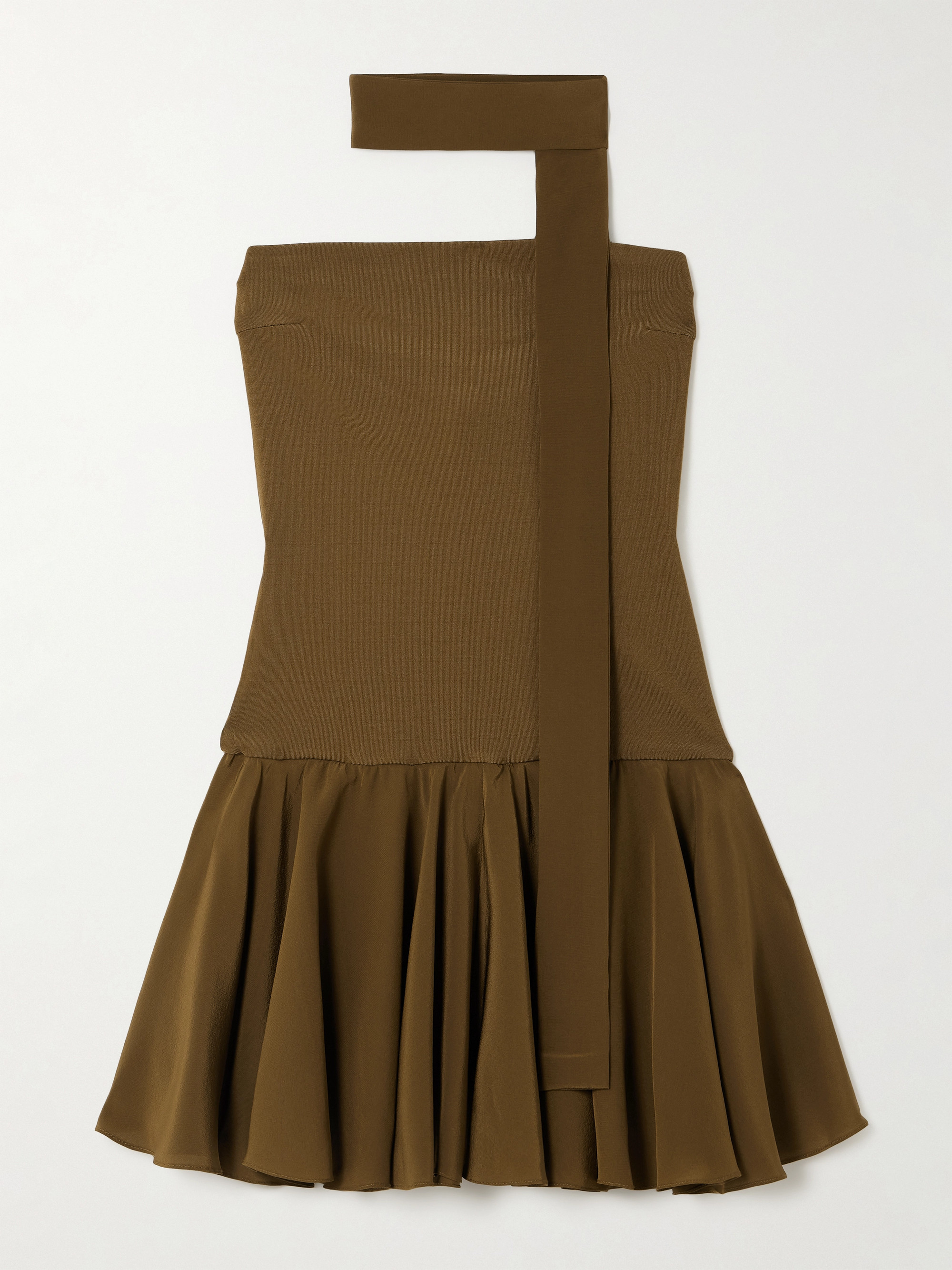 Esse Studios Illi scarf-detailed strapless stretch-knit and silk crepe de chine mini dress