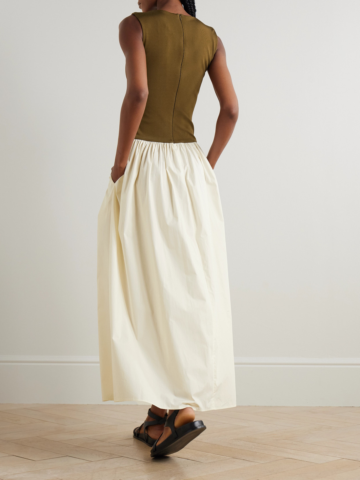 Esse Studios Stretch-knit And Silk-crepe Maxi Dress In Multi