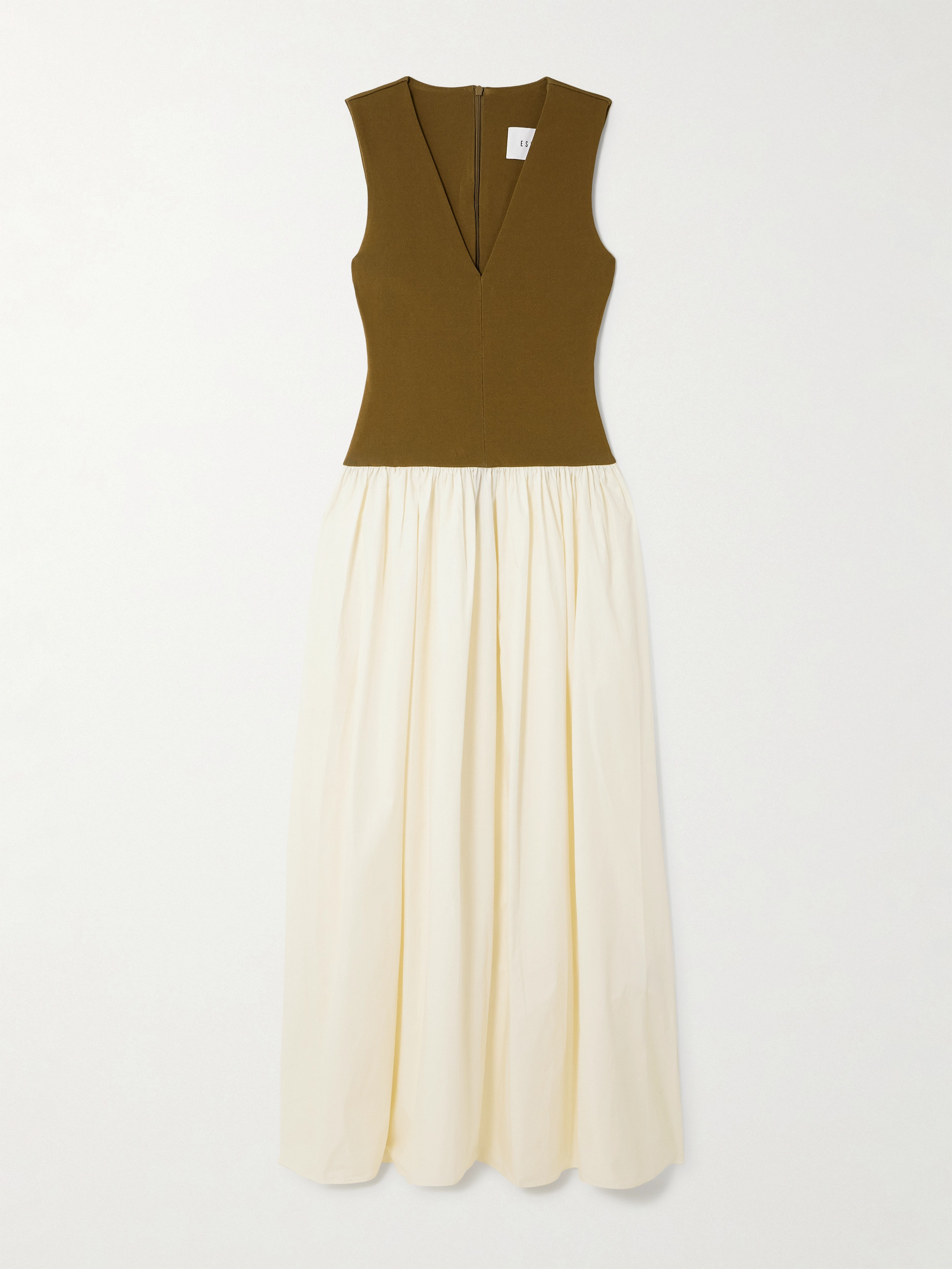 Esse Studios Stretch-knit and silk-crepe maxi dress