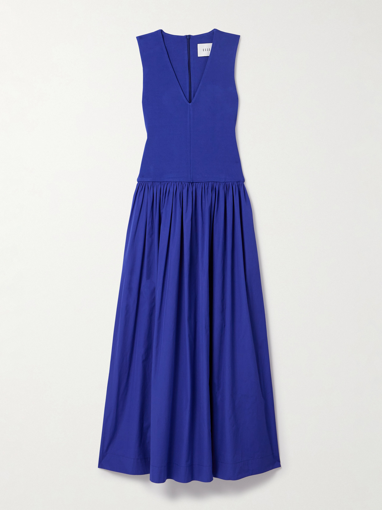 Esse Studios Stretch-knit And Gathered Organic Cotton-poplin Maxi Dress