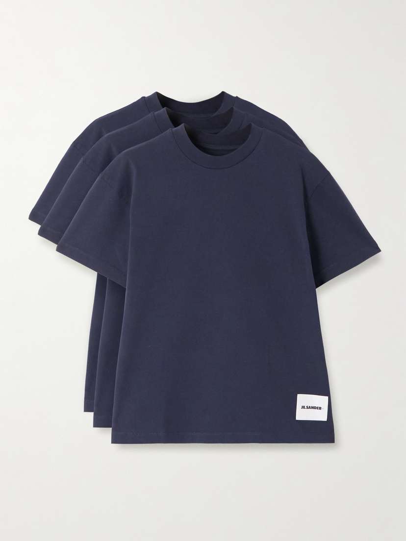 Jil Sander Three-pack Appliquéd Cotton-jersey T-shirts