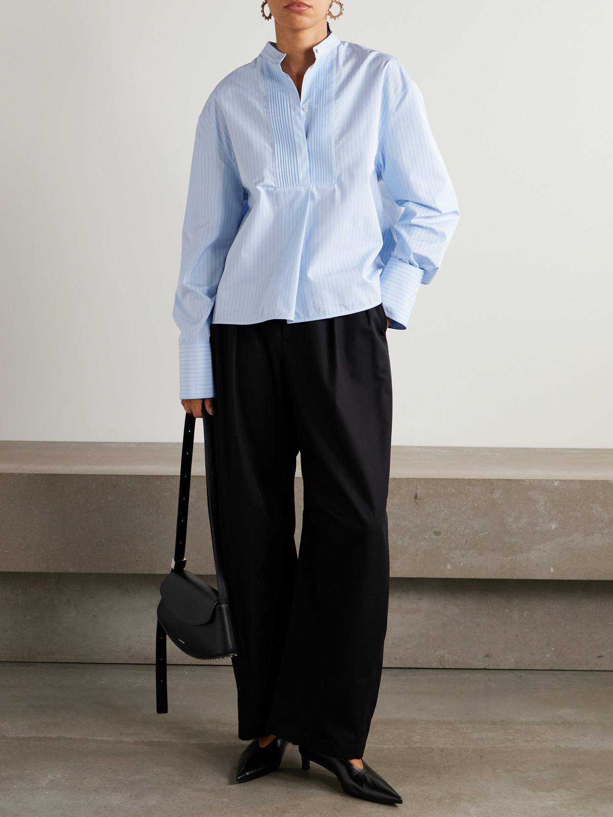Thursday Pleated Striped Cotton-Poplin Shirt