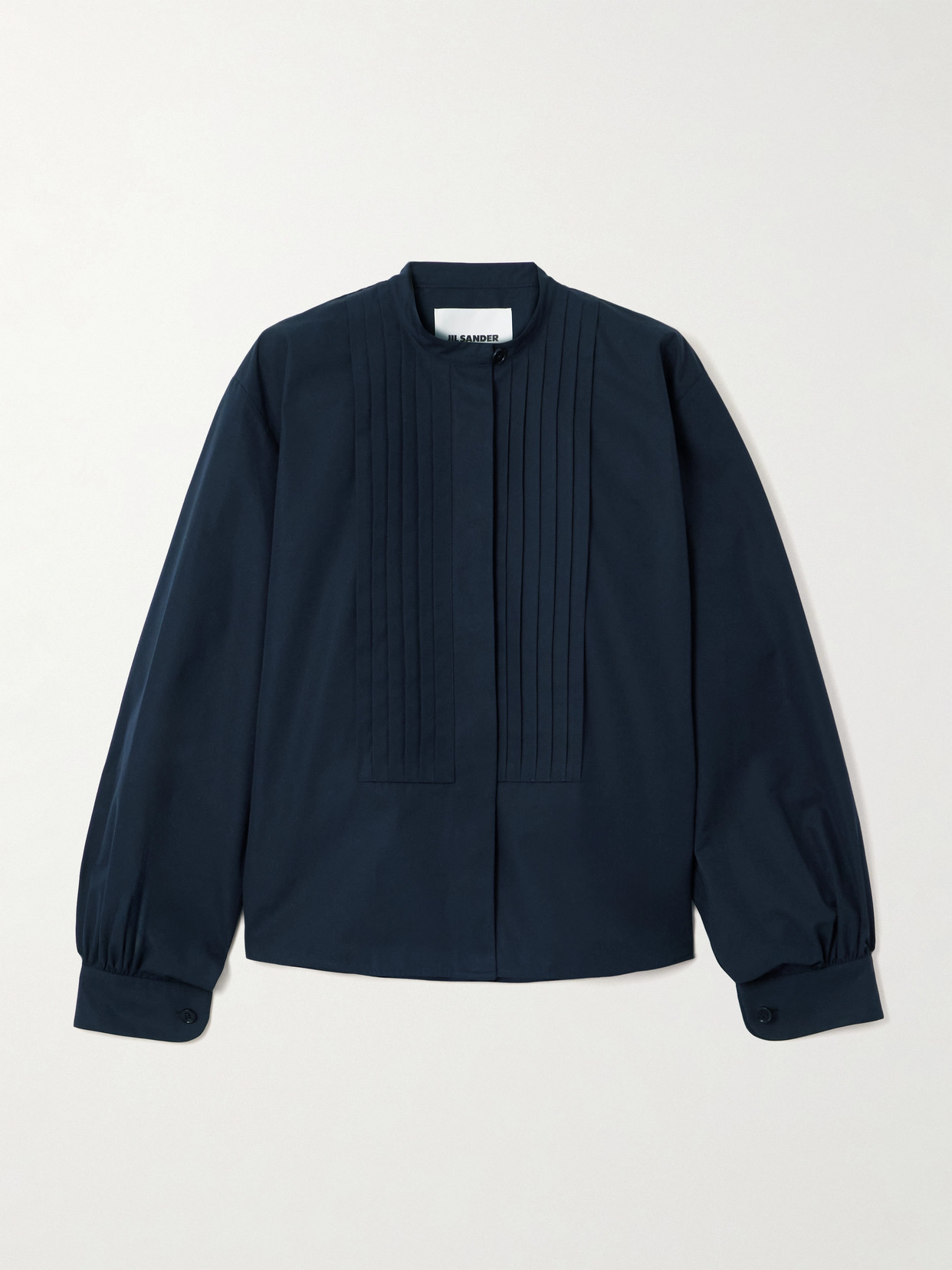 Jil Sander Pintucked Cotton-poplin Shirt In Blue