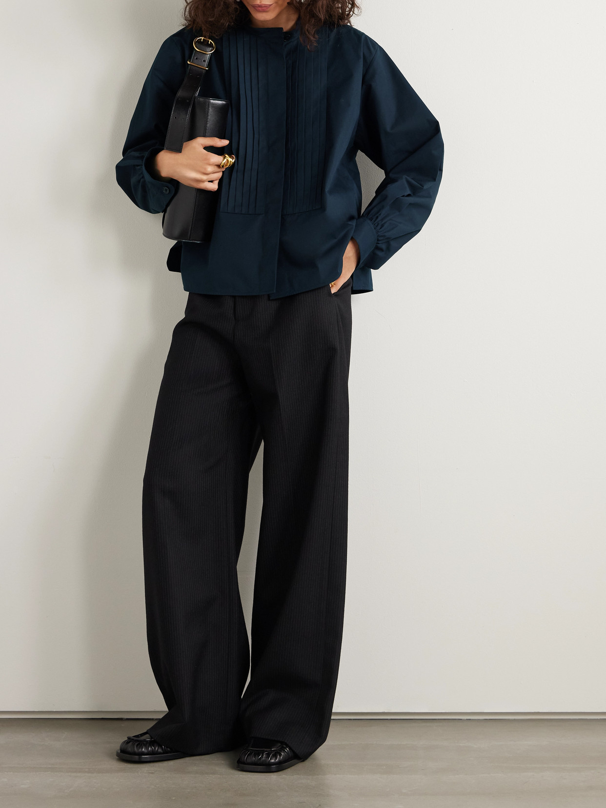 Pintucked Cotton-Poplin Shirt