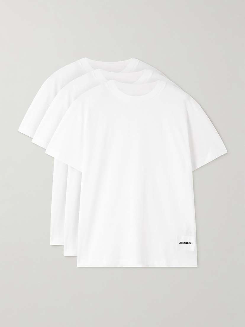 Jil Sander Three-pack Appliquéd Cotton-jersey T-shirts