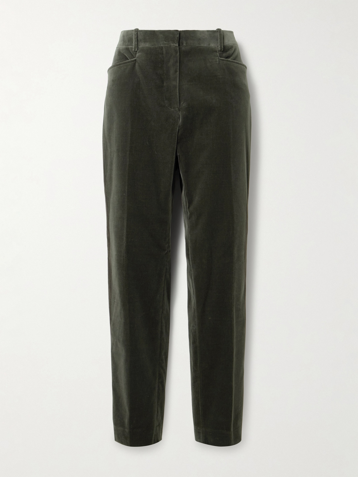 Tom Ford Cotton-blend Velvet Straight-leg Pants In Gray