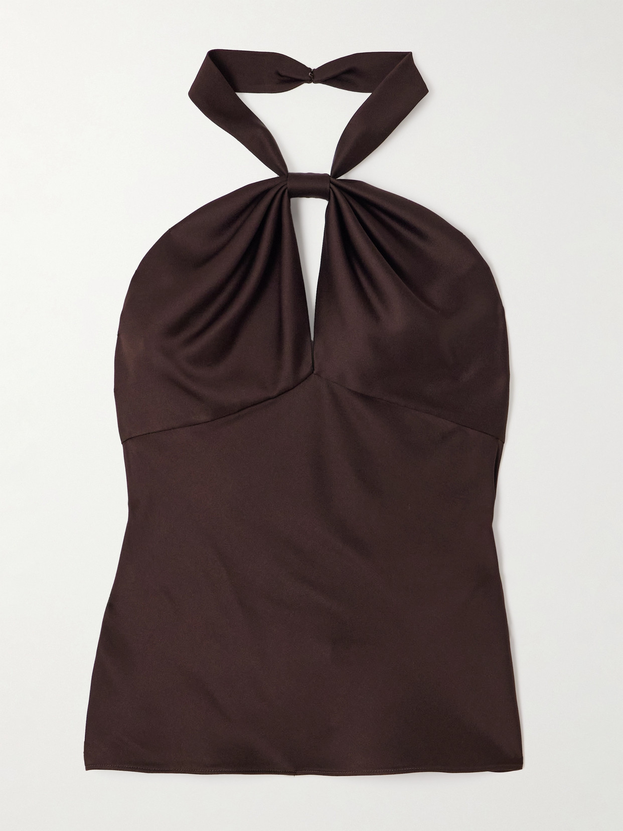Tom Ford Cutout Satin-crepe Halterneck Top In Brown