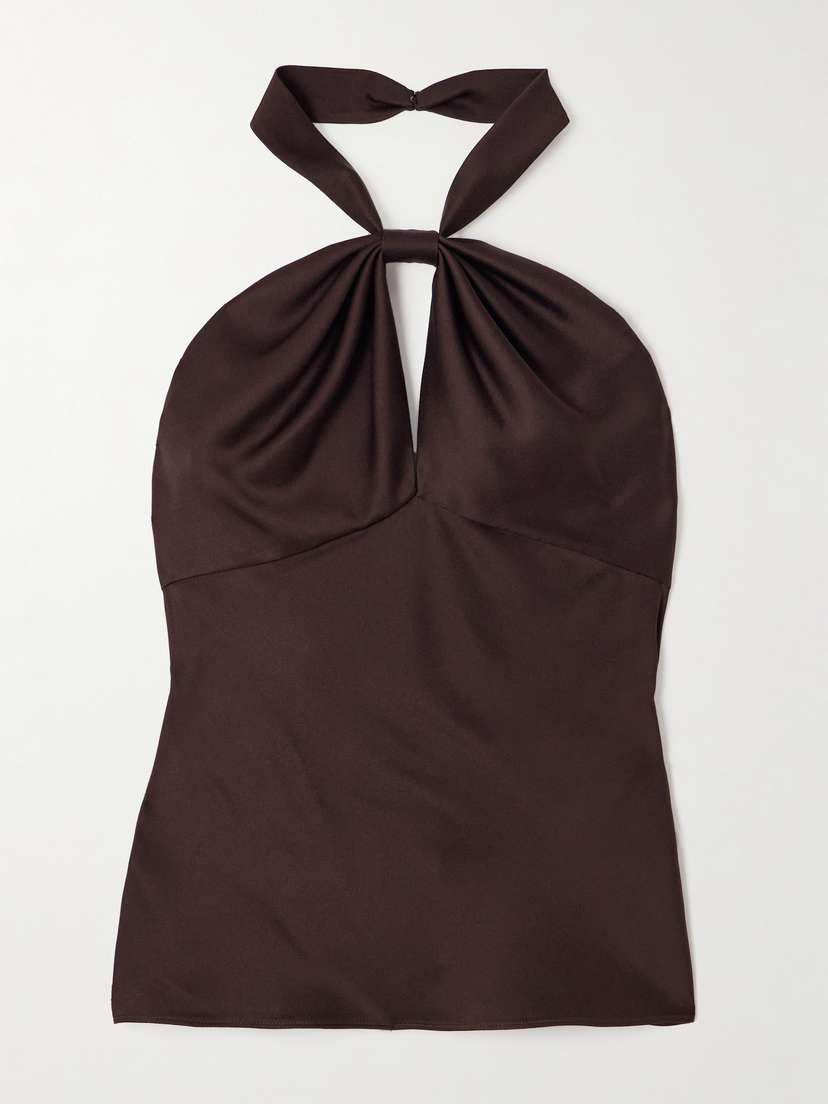 Tom Ford Cutout Satin-crepe Halterneck Top