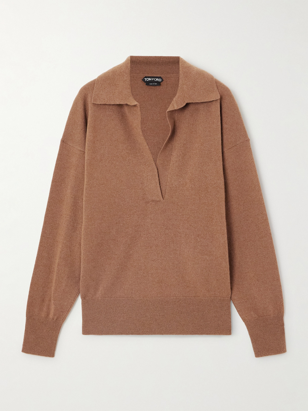 Tom Ford Cashmere Polo Sweater In Brown
