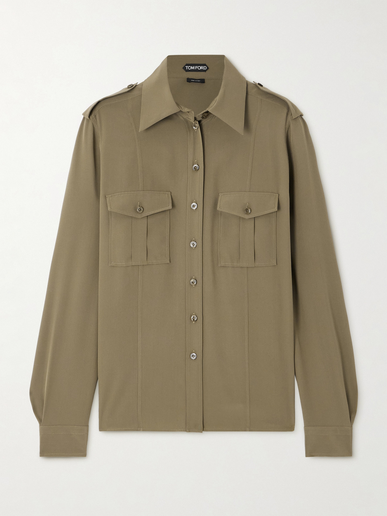 Tom Ford Silk Crepe De Chine Shirt In Green