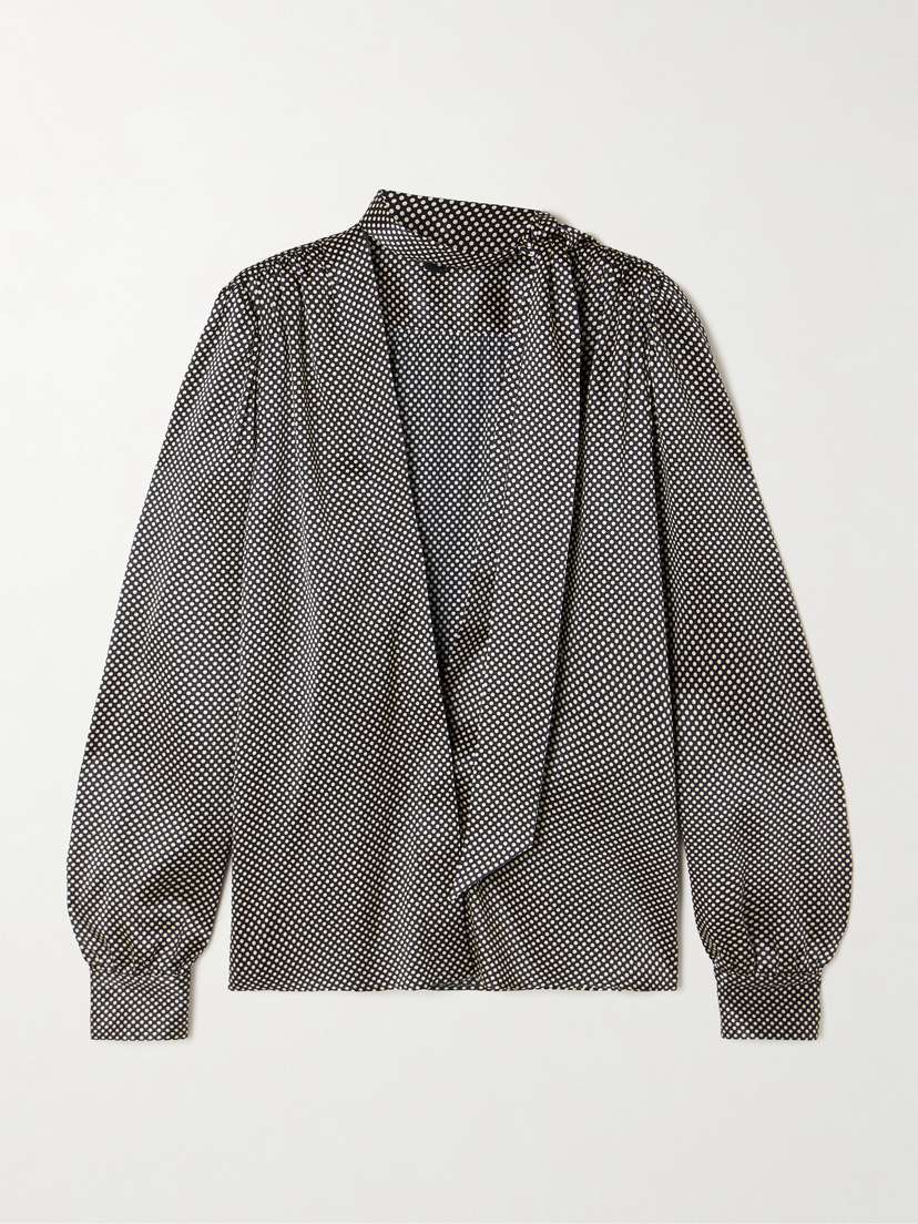 Tom Ford Tie-neck Polka-dot Silk-blend Satin Blouse