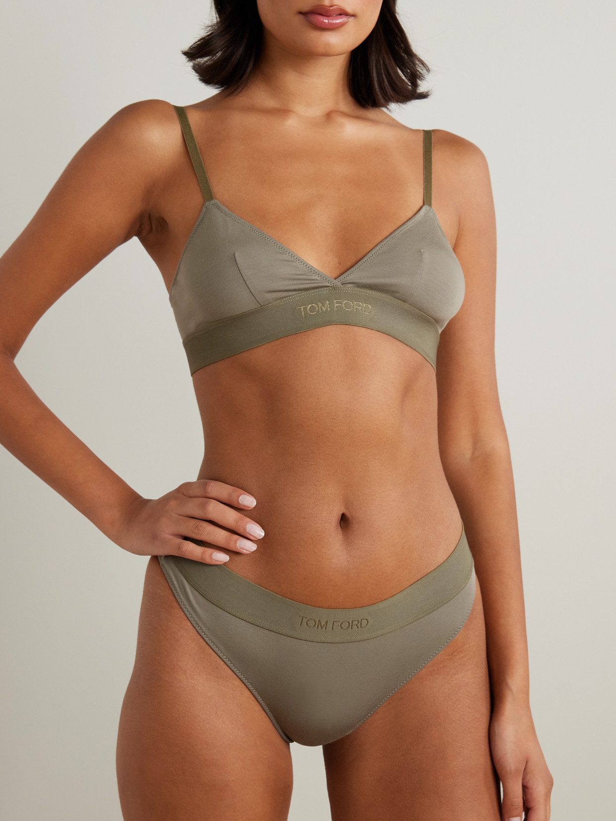 Tom Ford Stretch Modal-jersey Thong In Green