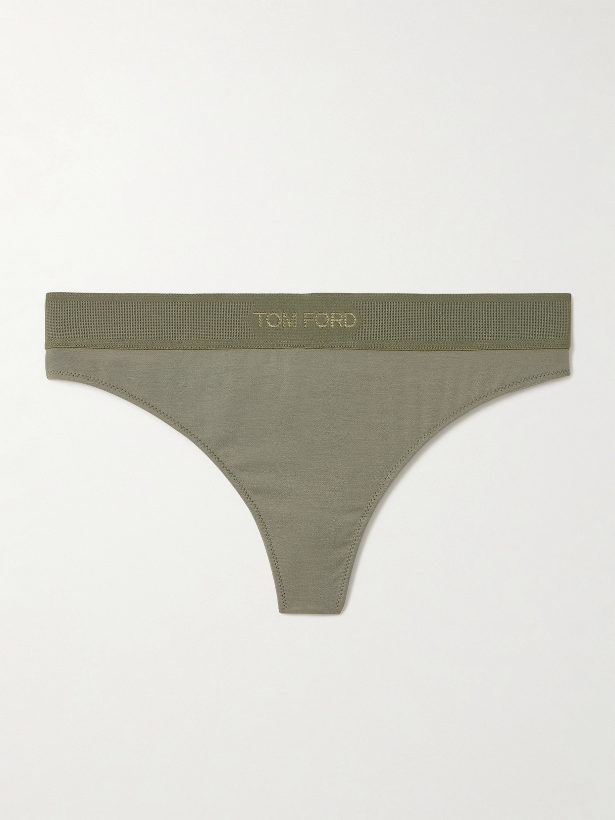 Tom Ford Stretch Modal-jersey Thong In Green