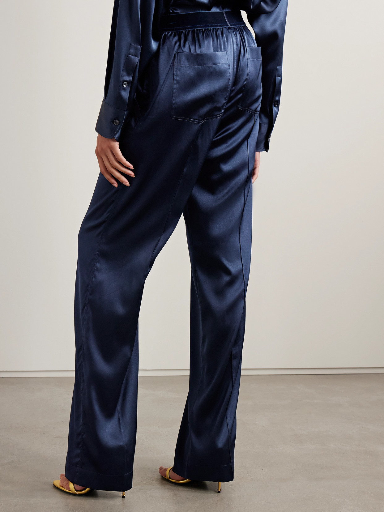 Tom Ford Velvet-trimmed Stretch-silk Satin Pants