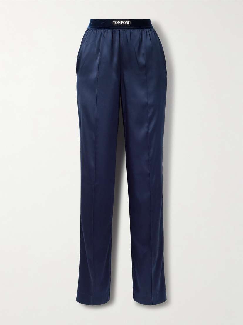 Tom Ford Velvet-trimmed Stretch-silk Satin Pants