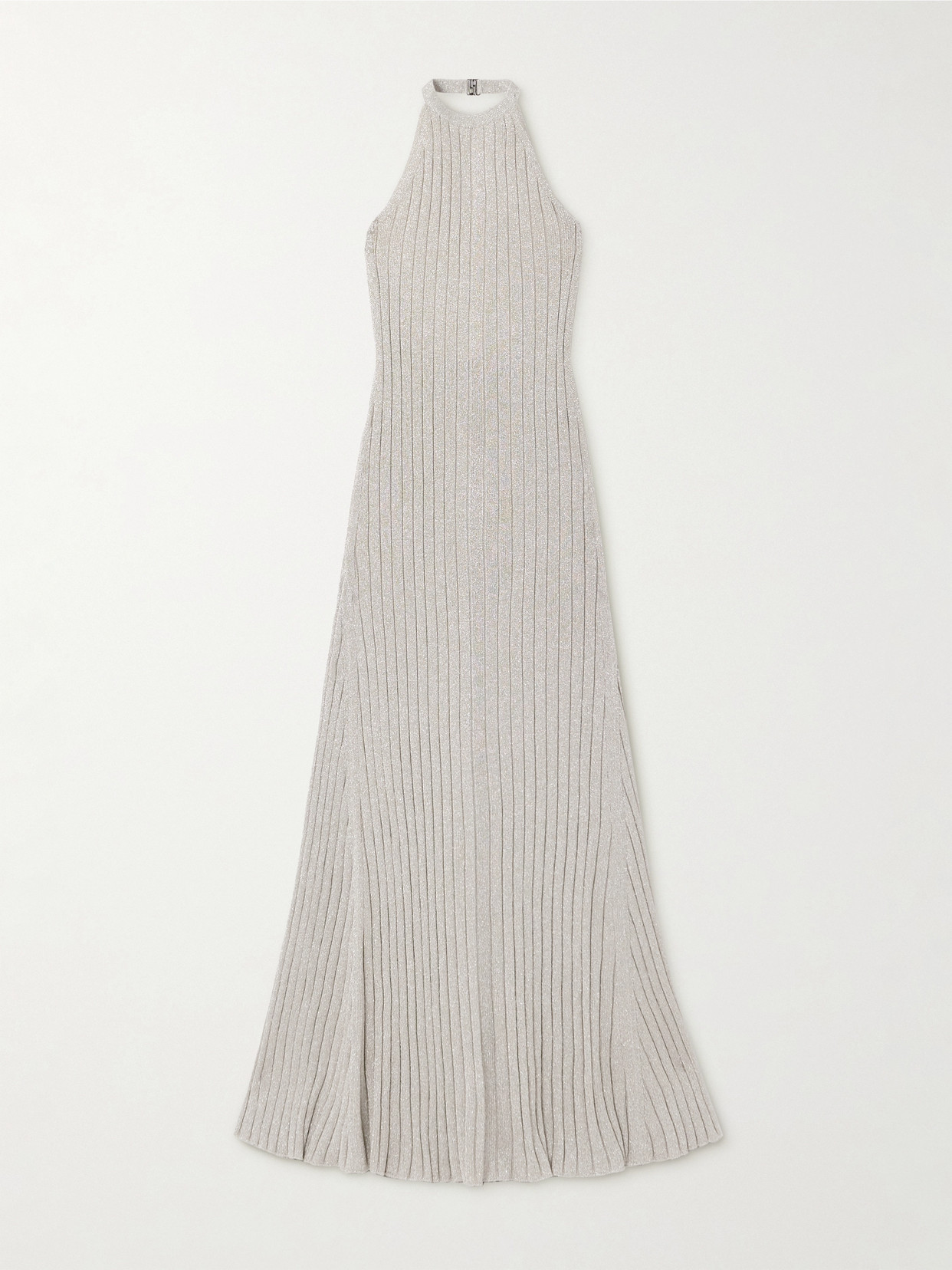 Tom Ford Metallic Ribbed-knit Halterneck Maxi Dress