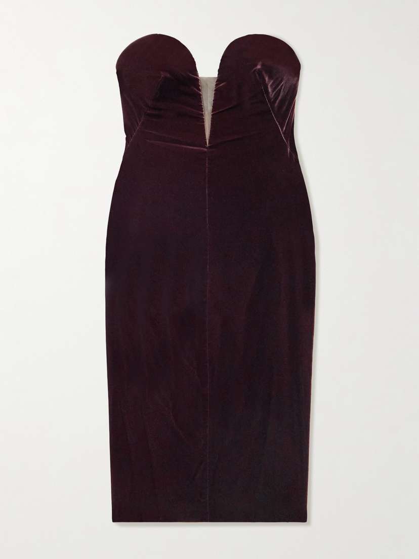 Tom Ford Strapless Velvet Midi Dress
