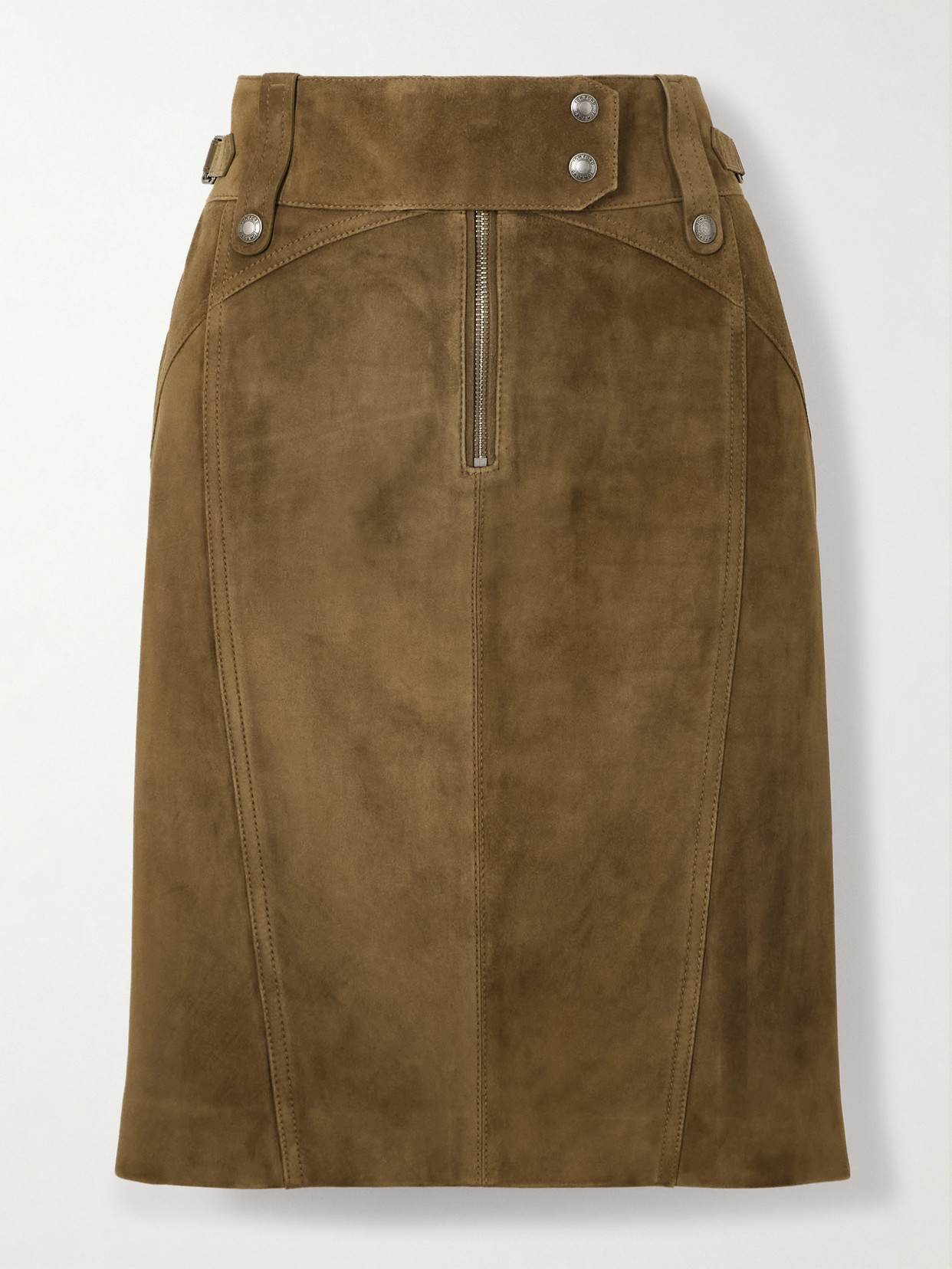 Tom Ford Suede Pencil Skirt In Brown