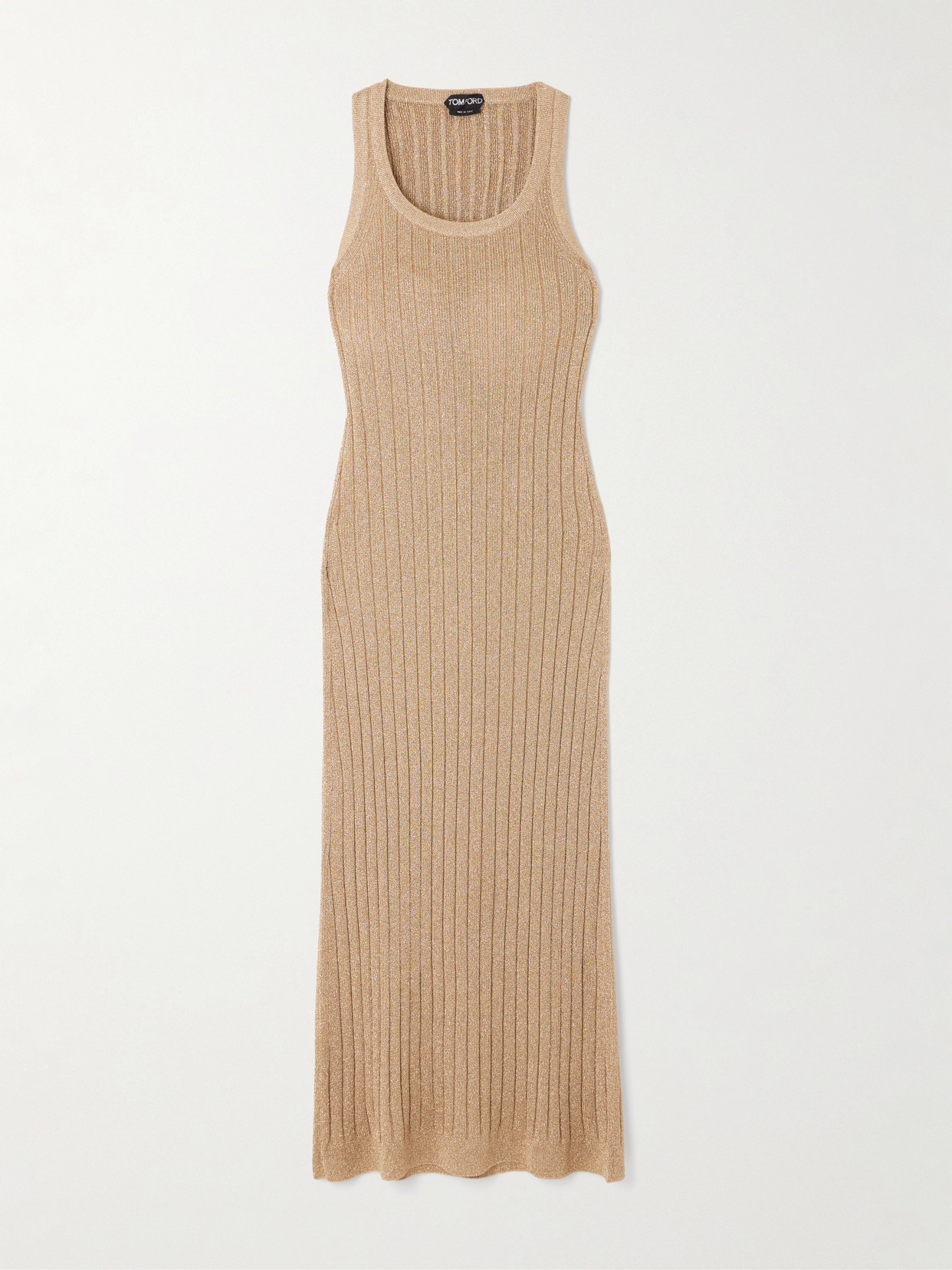 Tom Ford Metallic Ribbed-knit Midi Dress