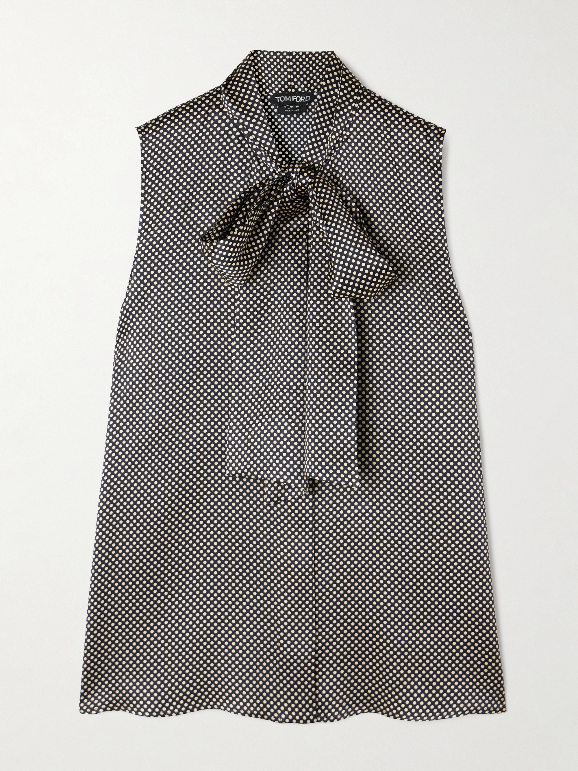 Tom Ford Pussy-bow polka-dot silk-blend satin blouse